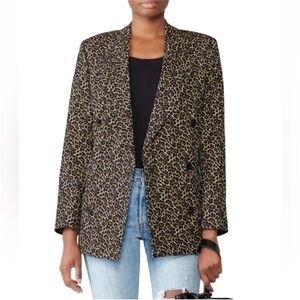 The Kooples Leopard Animal Print Double Breasted Blazer Metallic Gold Medium 2